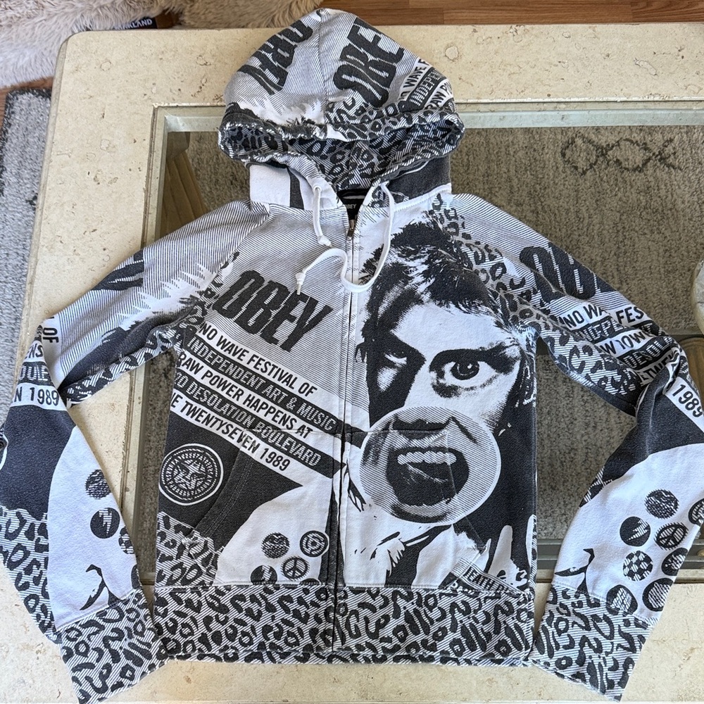 OBEY Black & White Zip Hoodie